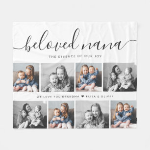 Beloved Nana Grandma Custom Family Photo Keepsake Fleece Blanket