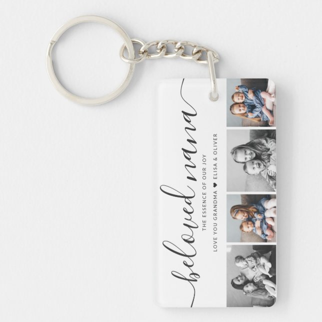 Beloved Nana Grandma Custom Family Photo Keepsake Keychain (Front)