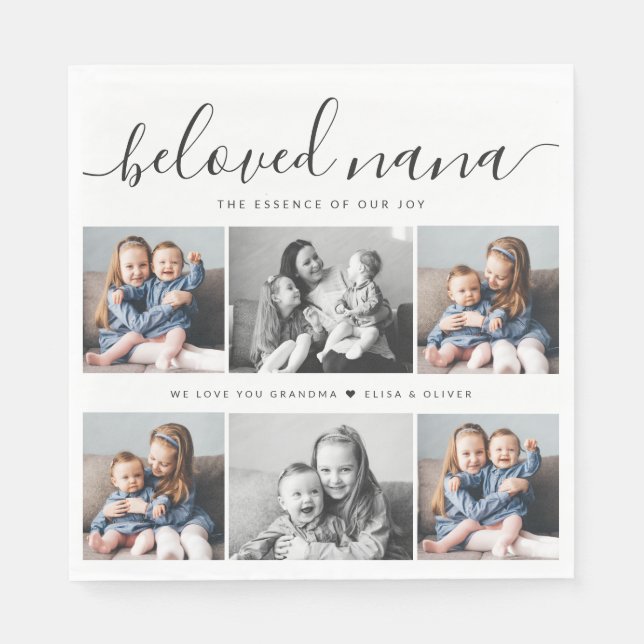Beloved Nana Grandma Custom Family Photo Keepsake Napkin (Front)