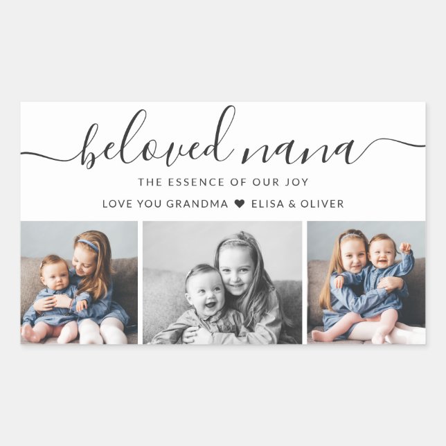 Beloved Nana Grandma Custom Family Photo Keepsake Sticker (Front)