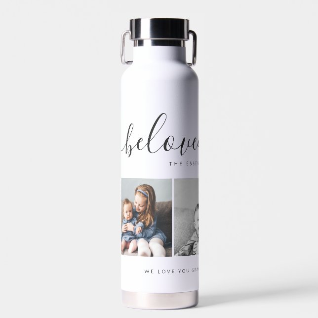 Beloved Nana Grandma Custom Family Photo Keepsake Water Bottle (Front)