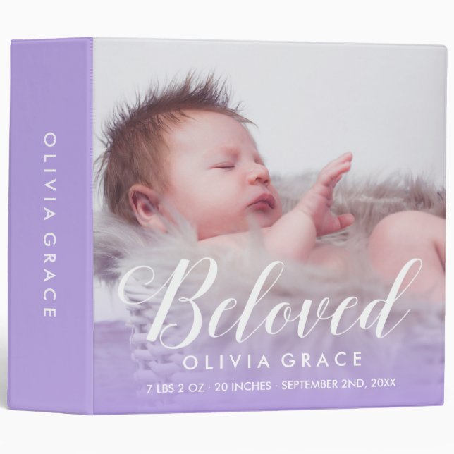 Beloved | Purple | Baby Photo & Name Binder (Front/Spine)