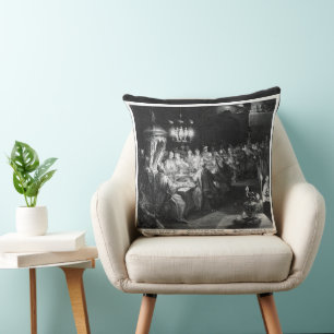 Belshazzar's Feast by Engraver Jan Muller Throw Pillow