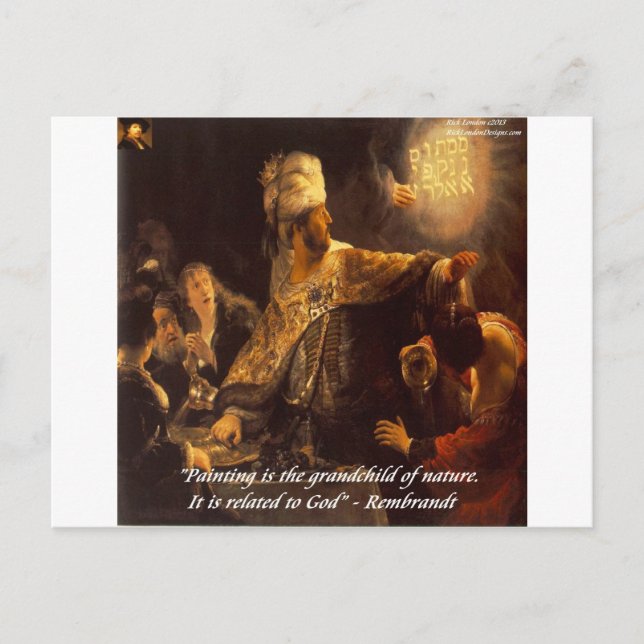 Belshazzar's Feast & Rembradt Quote Postcard (Front)