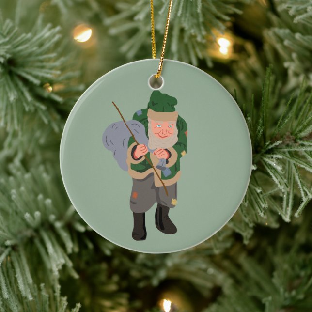 Belsnickel Cartoon Personalized Christmas Ceramic Ornament (Tree)