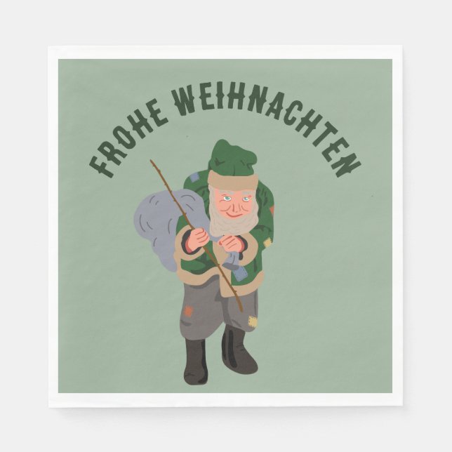 Belsnickel Cartoon Personalized Christmas Napkin (Front)