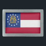 Belt Buckle with Flag of Georgia State<br><div class="desc">Add a touch of Southern pride to your wardrobe with our exclusive belt featuring the flag of Georgia! Crafted with meticulous attention to detail, this belt is more than just a fashion accessory; it’s a celebration of Georgia's heritage and cultural pride. The elegant design prominently showcases the iconic Georgia state...</div>