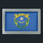 Belt Buckle with Flag of Nevada State<br><div class="desc">Elevate your style with a touch of the Silver State's flair using this striking belt buckle featuring the flag of Nevada! Crafted with durable materials, this belt buckle proudly showcases Nevada's distinctive blue background, silver star, and sagebrush motif. Beyond fashion, it's a symbol of Nevada's pioneering spirit and rugged beauty....</div>