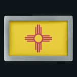 Belt Buckle with Flag of New Mexico State<br><div class="desc">Show off your state pride with this stylish belt buckle featuring the flag of New Mexico! Crafted from durable materials, this belt buckle showcases the iconic Zia symbol set against a bold yellow background, representing the unique heritage and culture of New Mexico. Whether you're dressing up for a special event...</div>