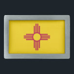 Belt Buckle with Flag of New Mexico State<br><div class="desc">Show off your state pride with this stylish belt buckle featuring the flag of New Mexico! Crafted from durable materials, this belt buckle showcases the iconic Zia symbol set against a bold yellow background, representing the unique heritage and culture of New Mexico. Whether you're dressing up for a special event...</div>
