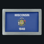 Belt Buckle with Flag of Wisconsin State<br><div class="desc">Add a touch of Wisconsin pride to your outfit with our exclusive belt buckle featuring the flag of Wisconsin! Crafted with both style and durability in mind, this belt buckle is more than just a functional accessory; it’s a celebration of Wisconsin’s heritage and cultural pride. The striking design prominently displays...</div>