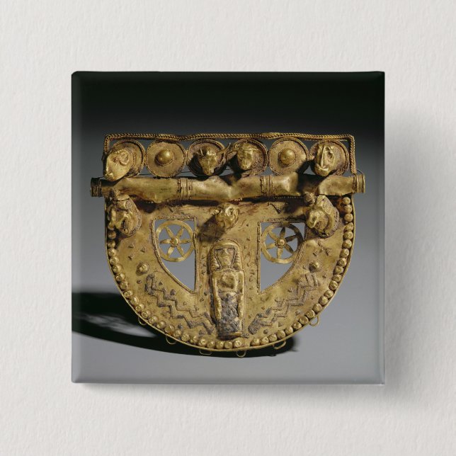 Belt-buckle with granulated decoration, Orientaliz 2 Inch Square Button (Front)