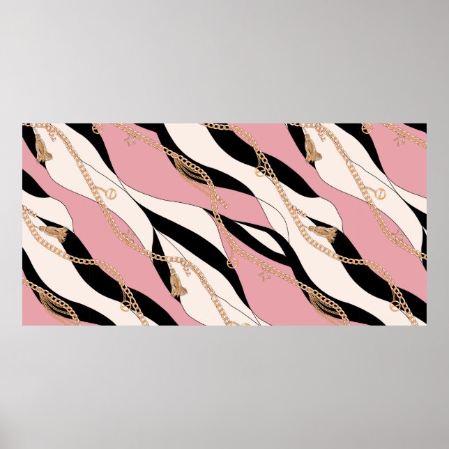 belt chains gold illustration pattern seamless tex poster (Front)