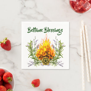 Beltane Blessings Bonfire Wicca Sabbat Party Napkin