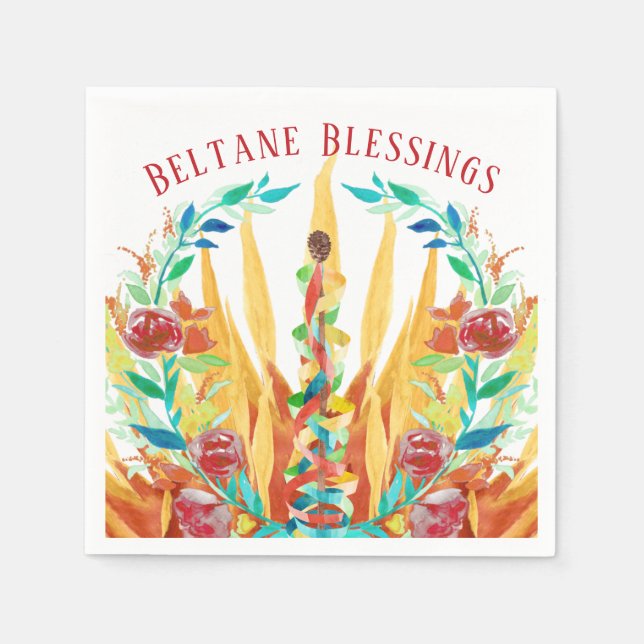 Beltane Bright Summer Maypole Wicca Sabbat Party Napkin (Front)
