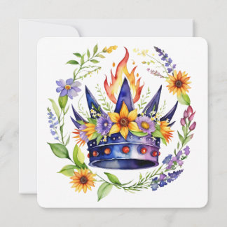 Beltane Fire Crown Summer Floral Sabbat Holiday Card