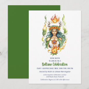 Beltane Fire Summer Goddess Floral Sabbat Party Invitation