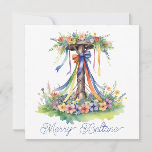 Beltane Maypole Floral Summer Begins Sabbat Holiday Card