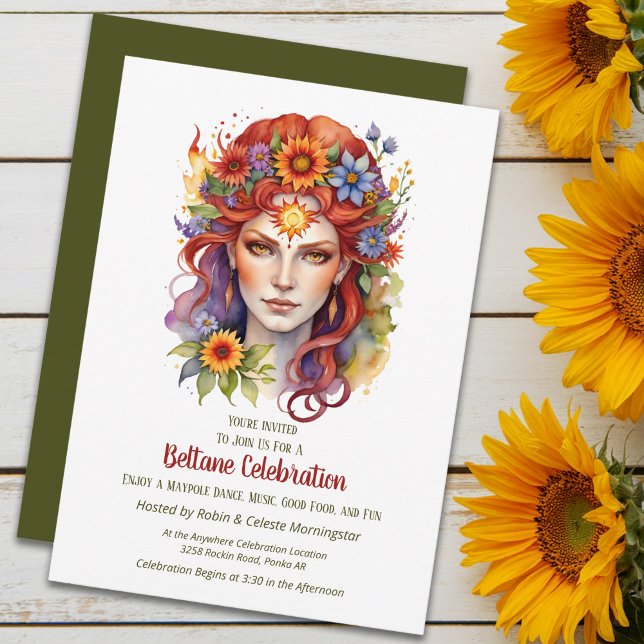 Beltane Summer Goddess Floral Sabbat Party Invitation (Beltane Summer Goddess Floral Sabbat Party Invitation by Pagan Holidays)
