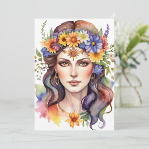 Beltane Summer Goddess Floral Wicca Sabbat Holiday Card