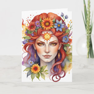 Beltane Summer Goddess Floral Wicca Sabbat Holiday Card