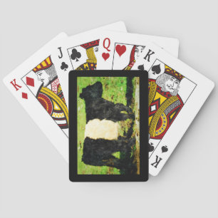 Belted Galloway Cattle Cute Beltie Cow Watercolour Playing Cards