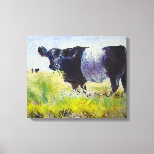 Belted Galloway Cow Painting Canvas Print (Front)