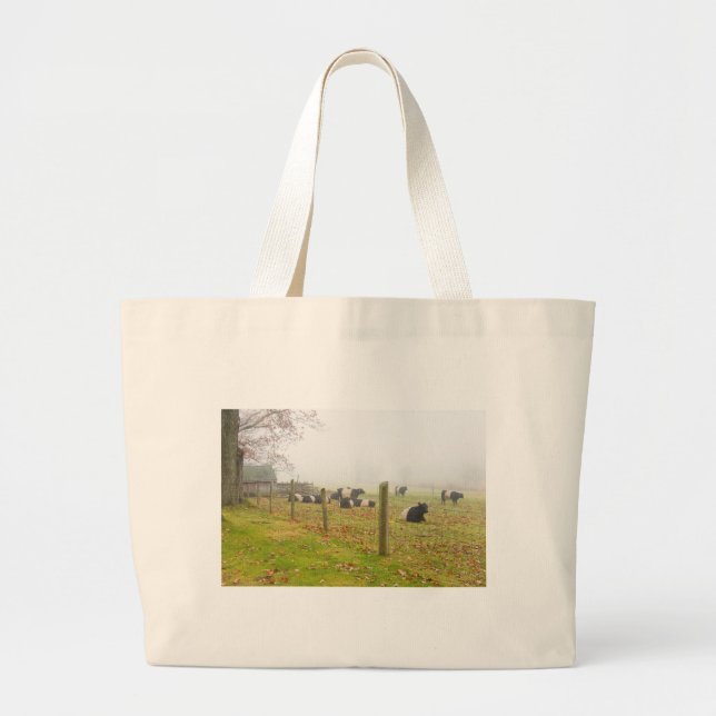 Belted Galloway Cows in Rockport Maine Large Tote Bag (Front)