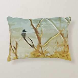 Belted Kingfisher at Rivers Edge Abstract Decorative Pillow
