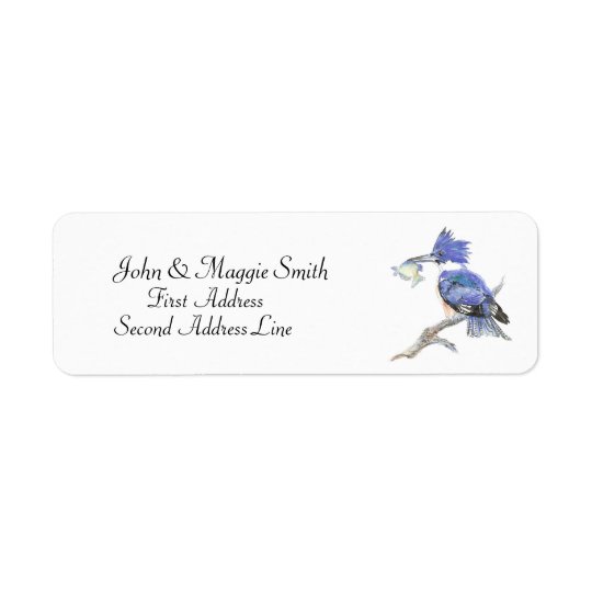 Belted Kingfisher - Bird, Nature Address Label