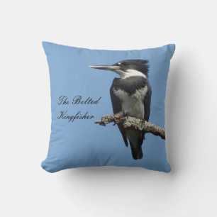Belted Kingfisher close up  Throw Pillow