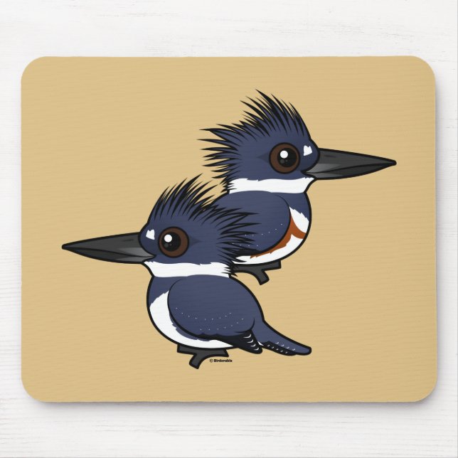 Belted Kingfisher pair Mouse Pad (Front)