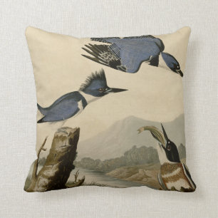 Belted Kingfisher Throw Pillow