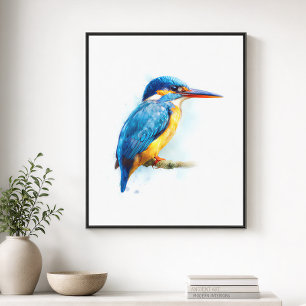 Belted Kingfisher Watercolor Artwork Canvas Print
