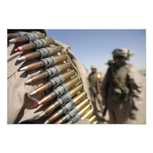 Belts of 50-calibre ammunition photo print