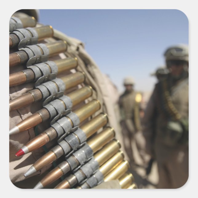 Belts of 50-calibre ammunition square sticker (Front)