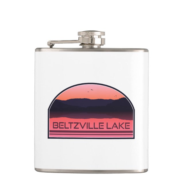 Beltzville Lake Pennsylvania Red Sunrise Hip Flask (Front)