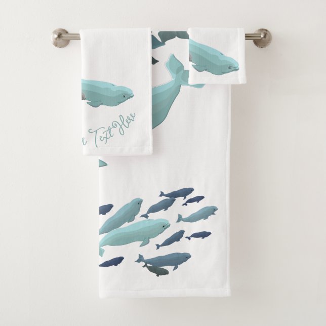 Beluga Baleine Ensemble Baleines serviettes de bai (En situation)