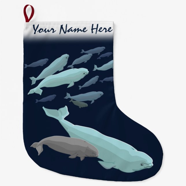 Beluga Christmas Stocking Personalize Beluga Whale (Front)