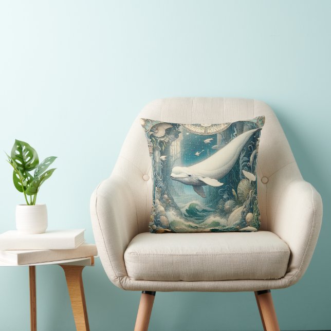 Beluga Whale 1 Throw Pillow (Chair)