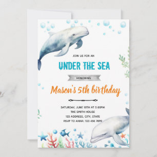 Beluga Whale birthday invitation