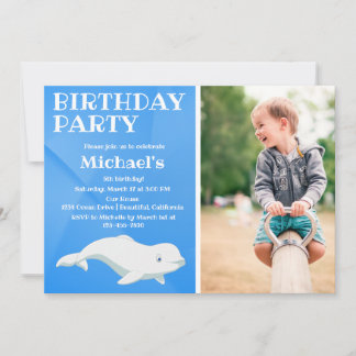 Beluga Whale Blue Arctic Ocean Photo Birthday Invitation