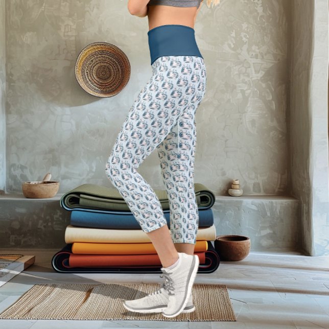 Beluga Whale Blue Capri Leggings (Creator Uploaded)