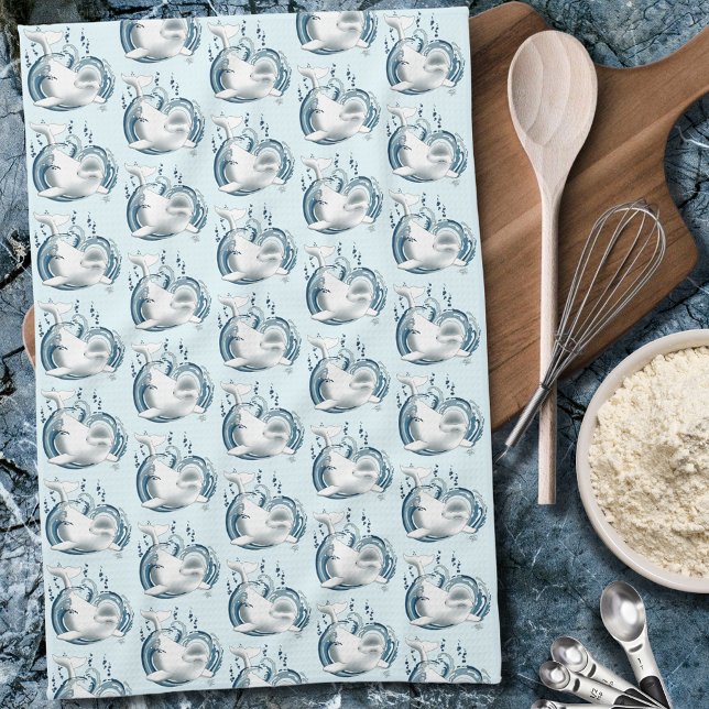 Beluga Whale Blue Kitchen Towel (Creator Uploaded)