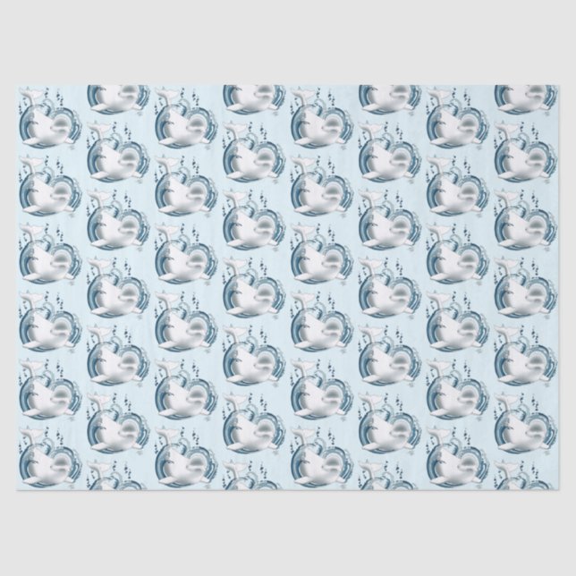 Beluga Whale Blue Tissue Paper (Front)