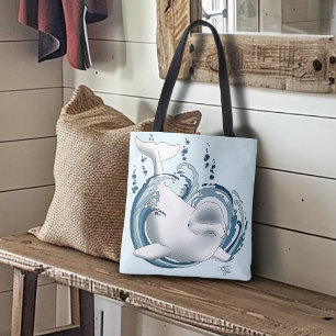 Beluga Whale Blue Tote Bag