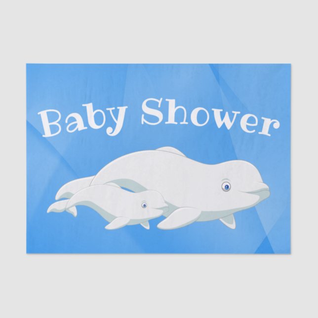 Beluga Whale Blue, White Arctic Ocean Baby Tissue Paper (Front)