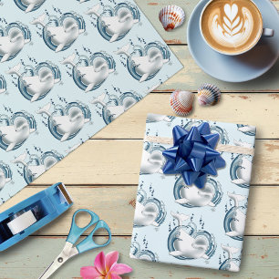 Beluga Whale Blue Wrapping Paper