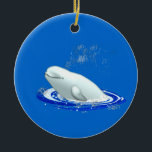 Beluga Whale Christmas Ornament<br><div class="desc">Beluga Whale Christmas Ornament. White whale in blue water ornament. Cute and unique gift.</div>