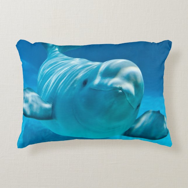 Beluga Whale Decorative Pillow (Front)